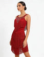 Women's Latin Dance Dress - Sparkly Rhinestones Fringe Salsa Ballroom Dance Outfit Stage Performance Costume