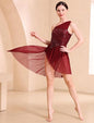 Lyrical Dance Dress for Women One Shoulder Sparkly Sequins Irregular Chiffon Skirt Contemporary Dance Outfits
