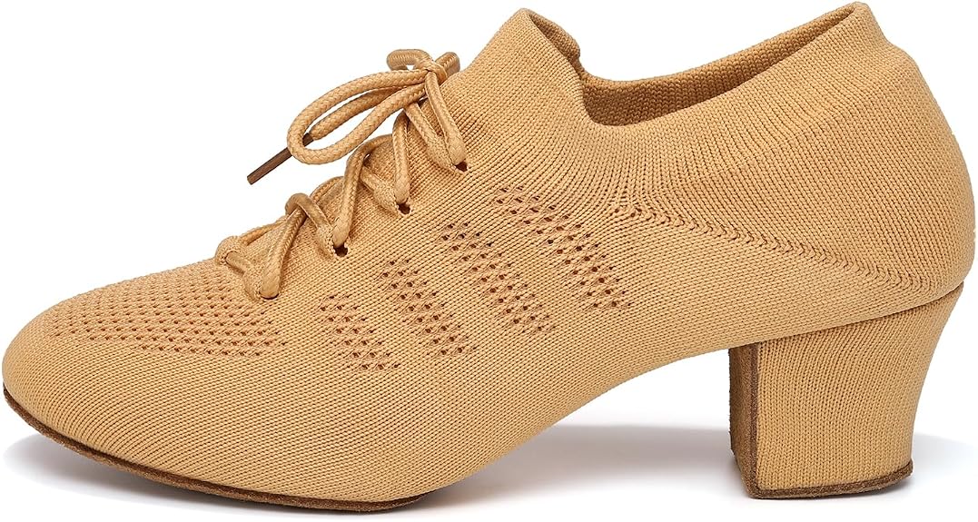 Women's Knit Latin Dance Shoes 2 Inch Block Heel