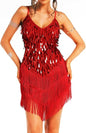 Tassel Latin Dance Dress Royal Blue Sequin Fringe Dresses for Women