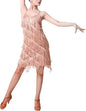 Women Sequin Tassel Dress Sleeveless Stand Collar Fringe Latin Salsa Cha Cha Jazz Dance Costume