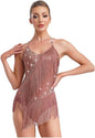Women's Fringes Latin Dance Costume Halter Neck Sleeveless Bodysuit