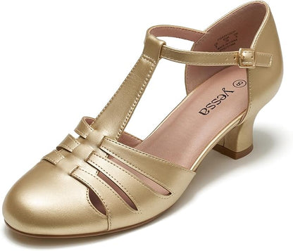 2" T-Strap Character Shoes for Women, 1920s Flapper Dance Shoes Ballroom