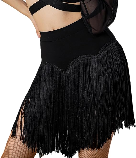 Fringe Skirt for Women Salsa Party Latin Dance Skirt with Shorts Rave Outfit