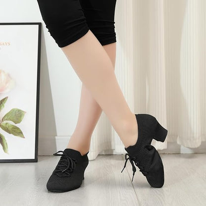 Women's Knit Latin Dance Shoes 2 Inch Block Heel