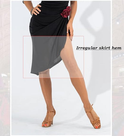 Latin Ballroom Dance Irregular Spaghetti Strap Dress