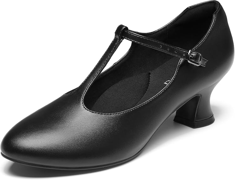 2.5" T-Strap Character Shoes for Women, 1920s Ballroom Latin Dance Shoe
