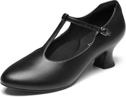 2.5" T-Strap Character Shoes for Women, 1920s Ballroom Latin Dance Shoe