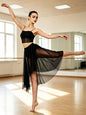 Women Lyrical Dance Costume, 2-Piece Dance Dress | Cami Top and Irregular Hem Mesh Skirt, Lightweight, for Lyrical Contemporary Ballet