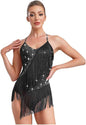 Women's Fringes Latin Dance Costume Halter Neck Sleeveless Bodysuit