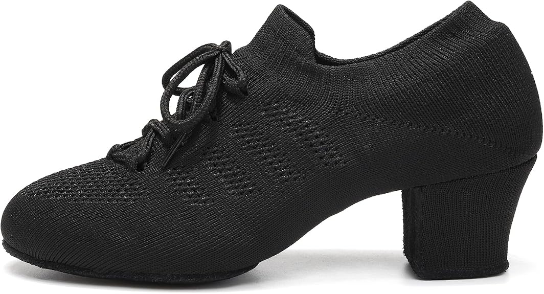 Women's Knit Latin Dance Shoes 2 Inch Block Heel