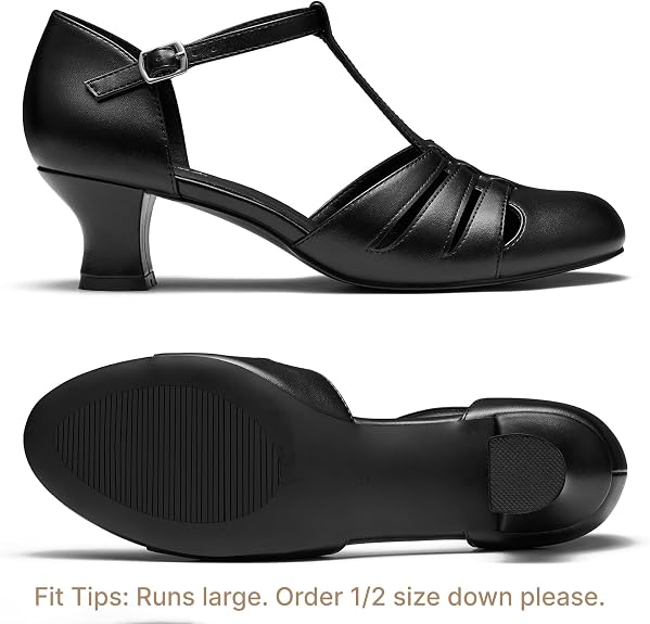 2" T-Strap Character Shoes for Women, 1920s Flapper Dance Shoes Ballroom