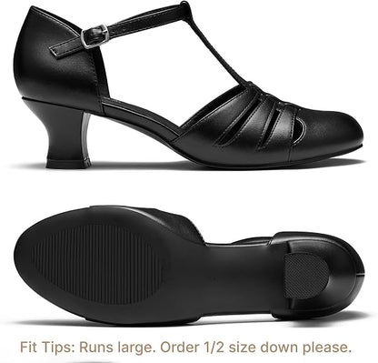 2" T-Strap Character Shoes for Women, 1920s Flapper Dance Shoes Ballroom