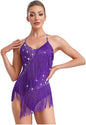 Women's Fringes Latin Dance Costume Halter Neck Sleeveless Bodysuit
