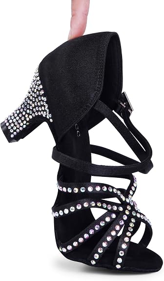 Rhinestone Ballroom Dance Shoes Women Latin Salsa Dancing Shoes Practice Dance Heels ZB07