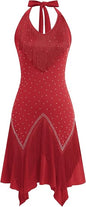 Women Halter Rhinestone Fringe Latin Dance Flapper Dress