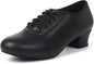 Latin Dance Shoes for Women,Leather Lace-up Salsa Heels for Teaching Practice