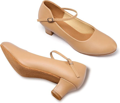 Womens Character Shoes Ankle Strap 1.5 2 Inch Latin Ballroom
