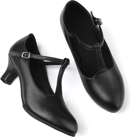 2'' Women's Character Shoes T-Strap Ballroom Dance Heels