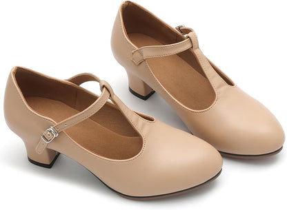 2'' Women's Character Shoes T-Strap Ballroom Dance Heels