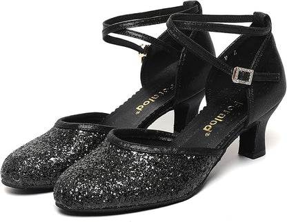 Character Shoes for Women, Woman Ballroom Dance Shoes, 1920s Flapper Shoes, Latin, Salsa, Party Dress Shoes Low Heels, Ankle Strap Pumps