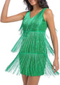Women's Gatsby 20S Flapper Roarin Cocktail Vintage Tassel Mini Dress, Wedding Fringe Party Club Mini Glitter Dress