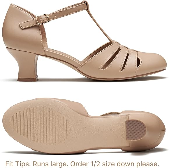 2" T-Strap Character Shoes for Women, 1920s Flapper Dance Shoes Ballroom