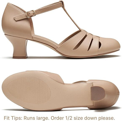 2" T-Strap Character Shoes for Women, 1920s Flapper Dance Shoes Ballroom
