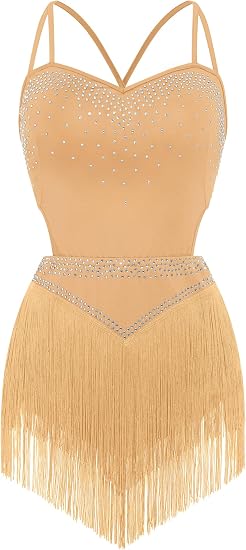 Rhinestone Fringe Bodysuit Women Sparkly Latin Jazz Dance Costume Halter Tassel Fringe Romper Acrobat Trapeze Outfits