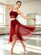 Women Lyrical Dance Costume, 2-Piece Dance Dress | Cami Top and Irregular Hem Mesh Skirt, Lightweight, for Lyrical Contemporary Ballet