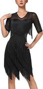 Rhinestones Layered Fringe Dress Ballroom Latin Dance Dress for Women Tassel Flapper Dresses Salsa Dancing Costume