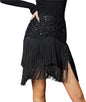 Women Black Latin Dance Skirt Practice Wear Tassel Short Skirt Professional Performance Skirt