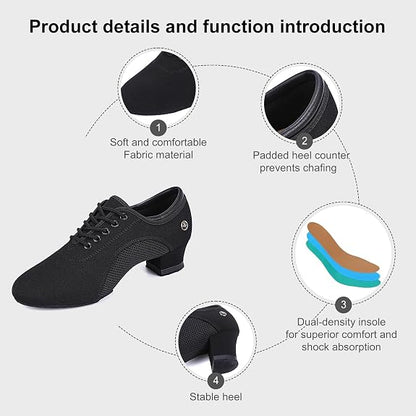 Women's Ballroom Dance Shoes 1.5 in/2 in Lace-Up Women's Latin Dance Shoes Suitable for Salsa Ballroom Modern Rhythm Jazz Banquets Teaching Practice Professional Performance