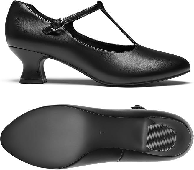 2.5" T-Strap Character Shoes for Women, 1920s Ballroom Latin Dance Shoe