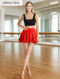 Women Latin Dance Mini Skirt Ballroom Salsa Rumba Training Skirt Skater Costume Ruffle Swing Skirt with Shorts