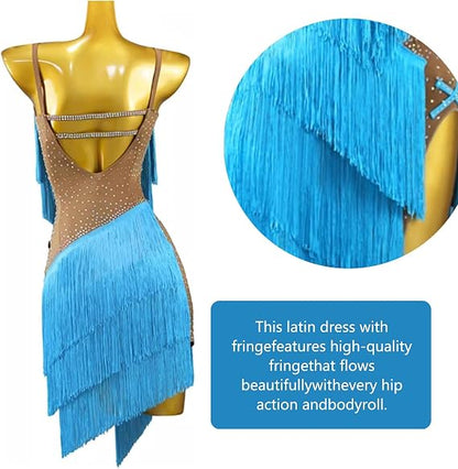 Women's Latin Dance Dress Tassels Competition Performance Elegant and Dynamic Dancewear