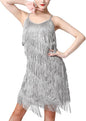 Women Sequin Tassel Dress Sleeveless Stand Collar Fringe Latin Salsa Cha Cha Jazz Dance Costume