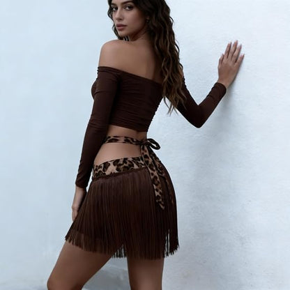 Fringe Skirt for Women Salsa Party Latin Dance Skirt with Shorts Dance Clothes Rave Outfit Dance Wear