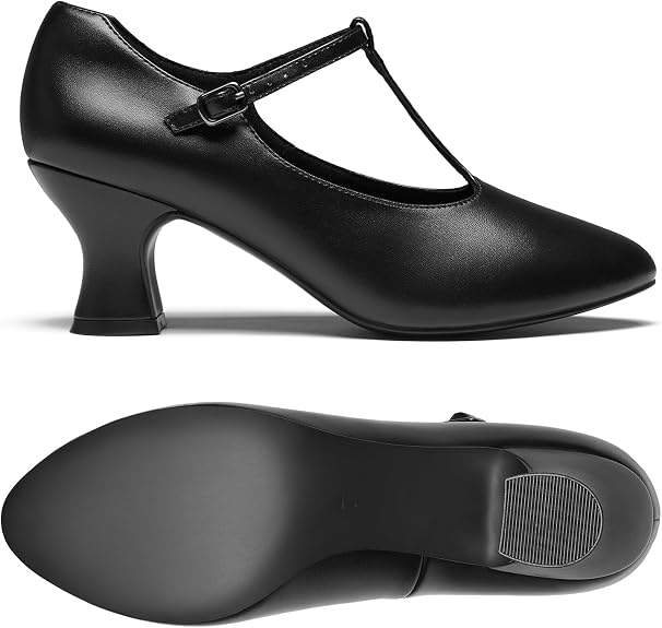 2.5" T-Strap Character Shoes for Women, 1920s Ballroom Latin Dance Shoe