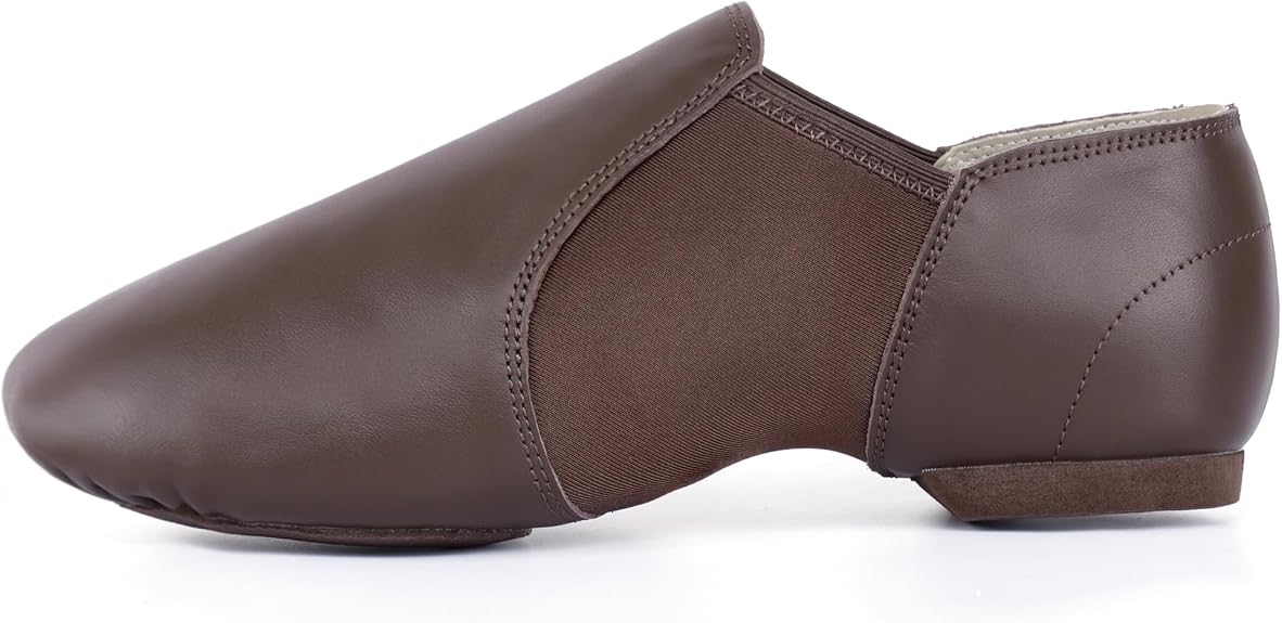 Leather Upper Jazz Shoe Slip-on for Women and Men's Dance Shoes