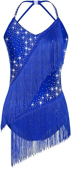 Women's Fringes Latin Dance Costume Halter Neck Sleeveless Bodysuit