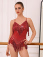 Women Sequin Fringe Bodysuit Romper