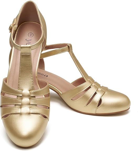 2" T-Strap Character Shoes for Women, 1920s Flapper Dance Shoes Ballroom