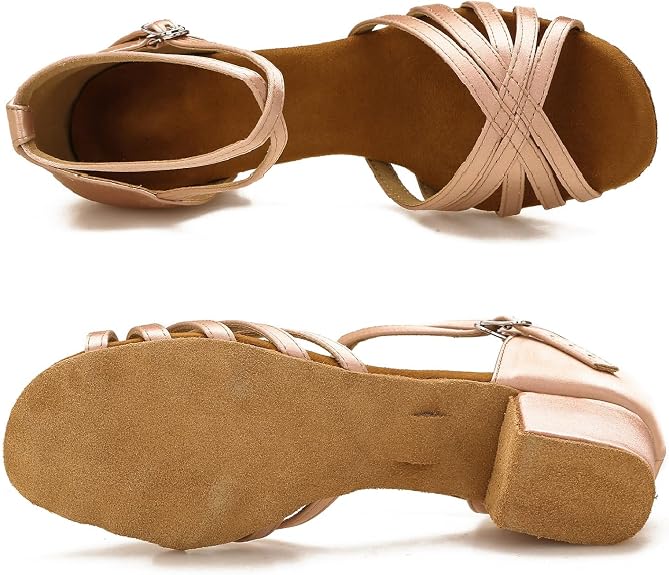 Ballroom Latin Salsa Dance Shoes Women Low Heel Practice Dancing Sandals for Social Dance Beginner S04