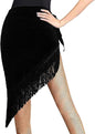 Ladies Latin Dance Fringed Triangle Hip Scarf Women High-Split Tassel Wrap Skirt Rumba Dancing Costume for Salsa Cha-cha