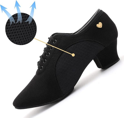 Women's Latin Dance Shoes Lace-up Ballroom Modern Salsa Rhythm Teaching Practice Professional Performance Dance Shoes