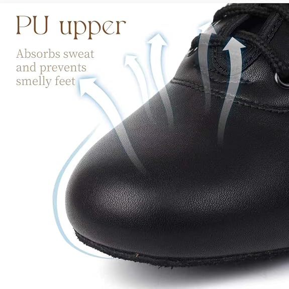 Latin Dance Shoes for Women,Leather Lace-up Salsa Heels for Teaching Practice