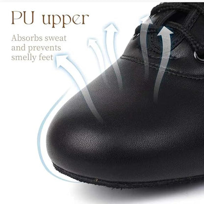 Latin Dance Shoes for Women,Leather Lace-up Salsa Heels for Teaching Practice