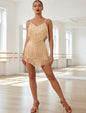 Women Sexy Tassel Fringe Bodysuit Rhinestone Romper Latin Jazz Dance Acrobat Costume Ballroom Dancing Leotard Rave Outfits