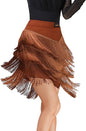Women's Fringe Mini Skirt High Waisted Tassel Bodycon Party Skirt Ballroom Latin Tango Slasa Dance Skirt